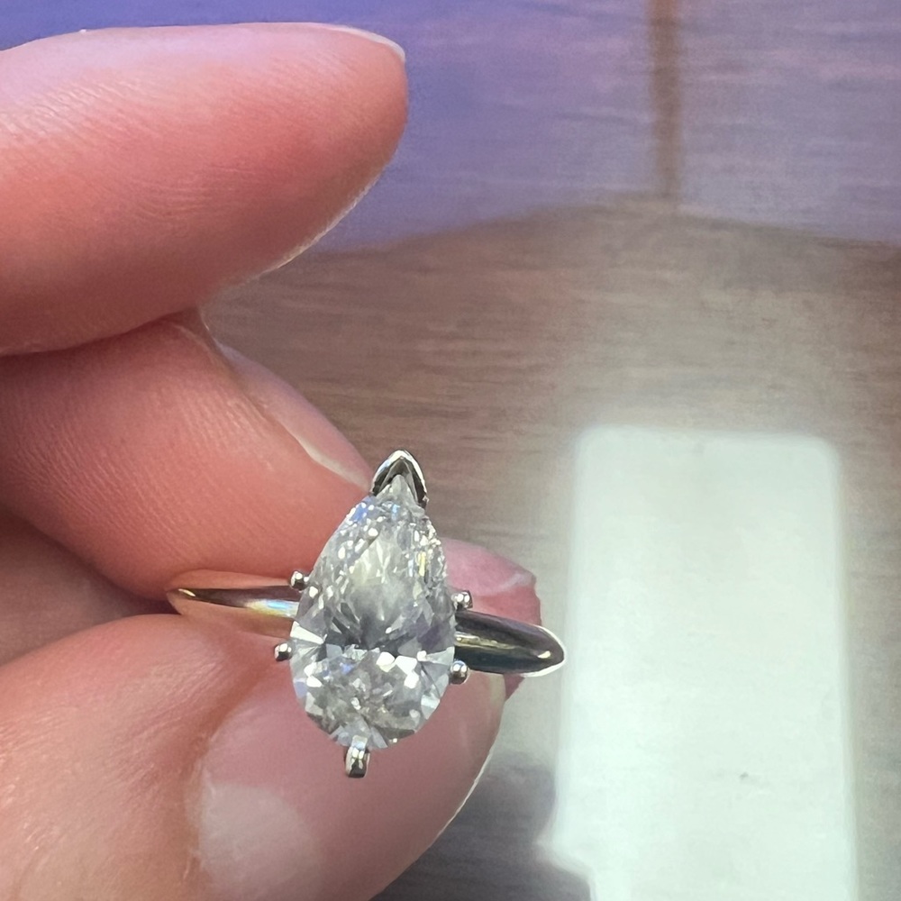 Yellow gold solitaire lab created diamond engagement ring